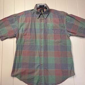 Salty Dog Imperial Poplin Multicolor Check Plaid Short Sleeve Button-Down Shirt